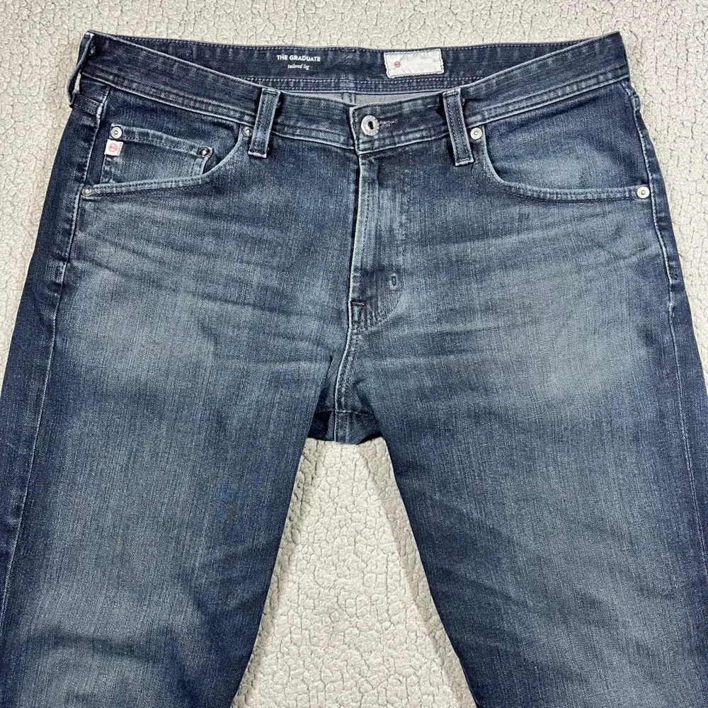 AG Adriano Goldschmied The Graduate Tailored Leg Jeans Dark Wash Mens 34x34 - Picture 2 of 9